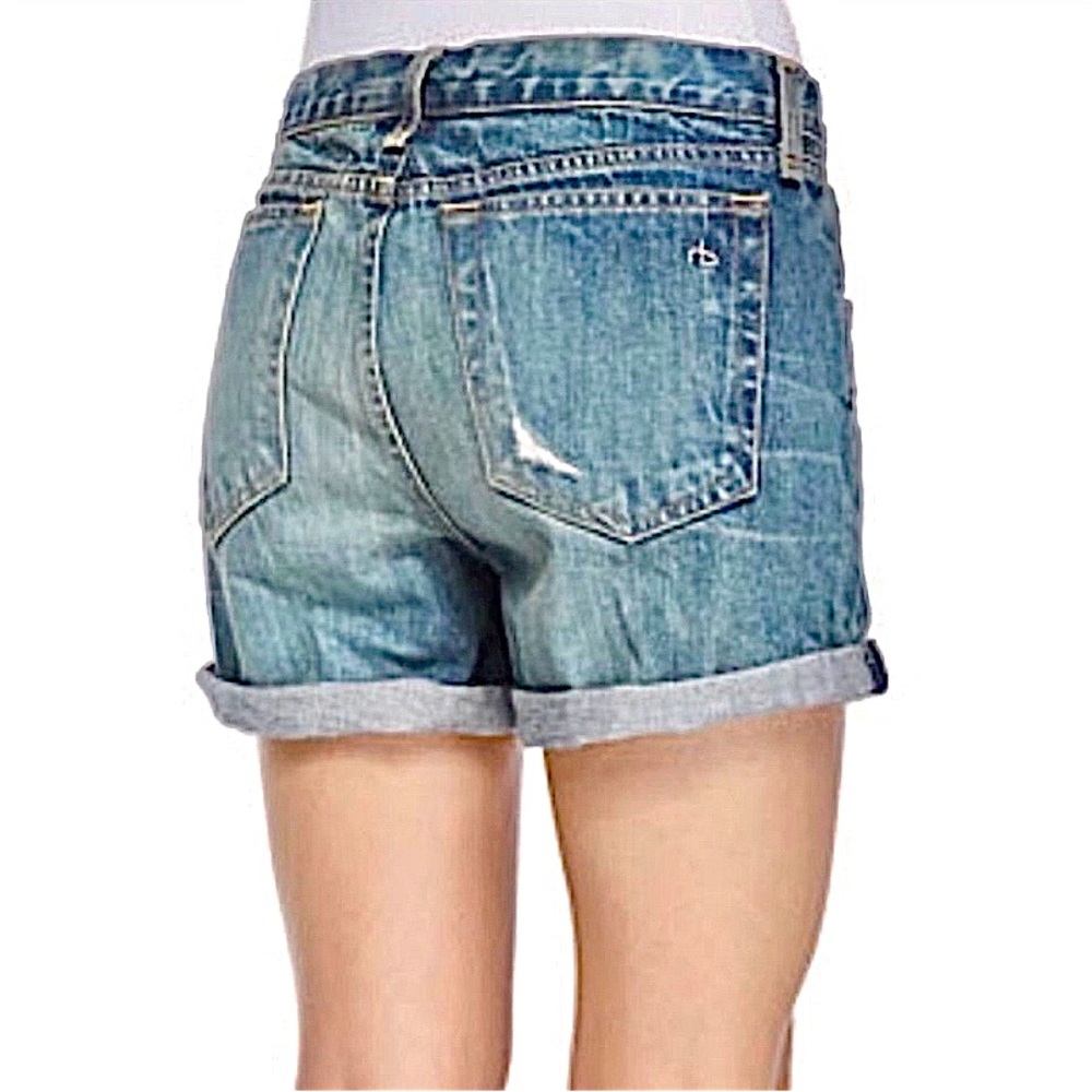 Rag & Bone Jeans Surfer Rep Distressed Boyfriend Shorts SZ 26 - Picture 3 of 7